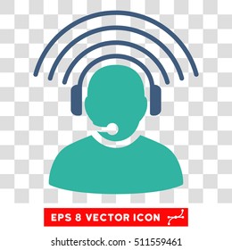 Vector Operator Signal EPS vector pictogram. Illustration style is flat iconic bicolor cobalt and cyan symbol on a transparent background.