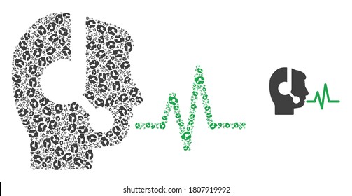 Vector operator speech signal collage is designed of random recursive operator speech signal pictograms. Recursive combination of operator speech signal.