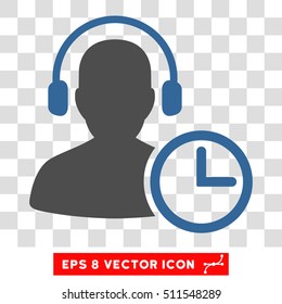 Vector Operator Time EPS vector icon. Illustration style is flat iconic bicolor cobalt and gray symbol on a transparent background.