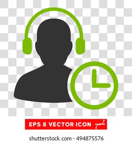 Vector Operator Time EPS vector pictogram. Illustration style is flat iconic bicolor eco green and gray symbol on a transparent background.