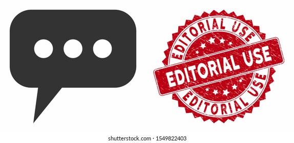 Vector opinion cloud icon and grunge round stamp watermark with Editorial Use caption. Flat opinion cloud icon is isolated on a white background.