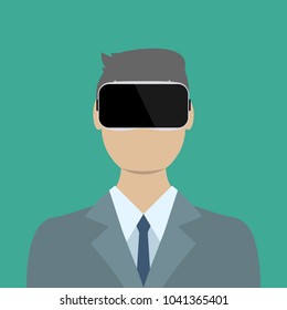 Vector optical head-mounted display or virtual reality glasses and headphones on faceless mannequin with futuristic holographic image front view VR AR