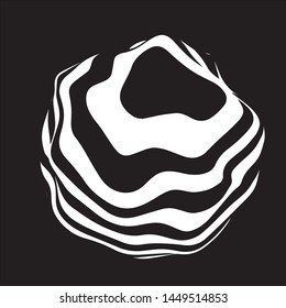 Vector optical illusion. Abstract curve sphere whith black and white lines.