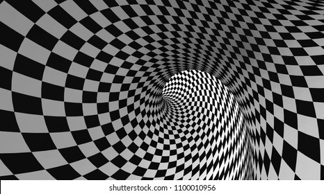 Ilusión óptica vectorial fondo abstracto de la ficha trenzada en blanco y negro.