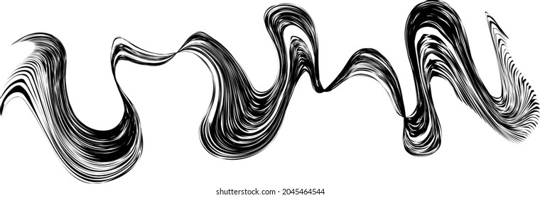 Vector optical illusion. Black and white twisted stripes abstract background. Striped pattern.