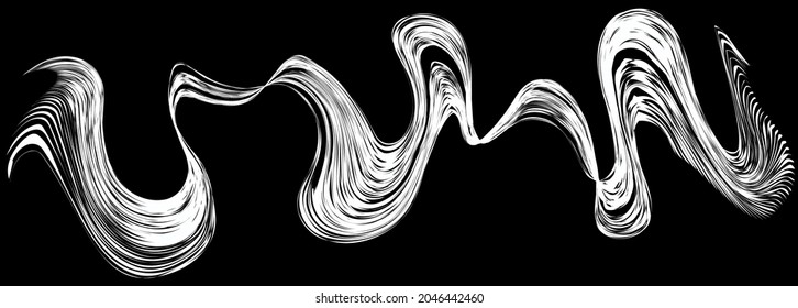 Vector optical illusion. Black and white twisted stripes abstract background. Striped pattern.