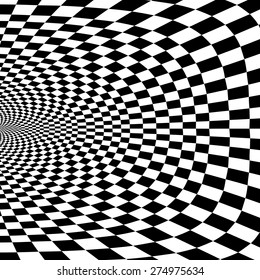 Vector optical illusion black and white chess background