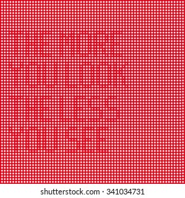 vector optical illusion text "the more you look the less you see" made of white dots on bright red background. modern graphic design concept for a poster, invitation or a post card.