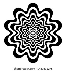 Vector optical illusion wave mandala design motif logo element