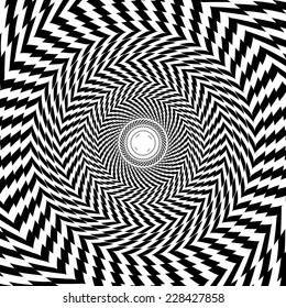 Vector Optical Illusion Zoom Black And White Hypnotic Background 