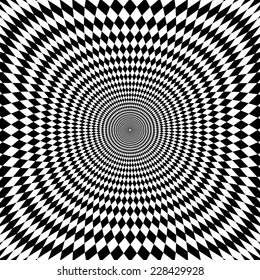 Vector optical illusion zoom black and white background