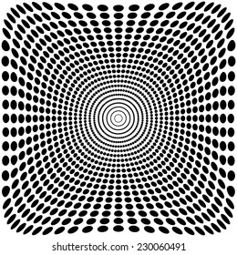 Vector optical illusion zoom black and white background 