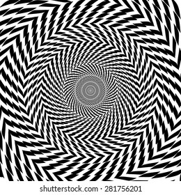 Vector optical illusion zoom black and white hypnotic background