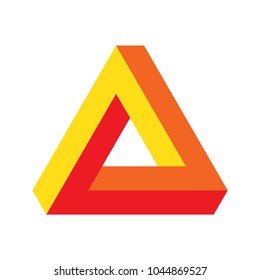 Vector optical perspective illusion illustration: Penrose triangle, well known impossible figure or infinite shape. Impossible triangle icon.