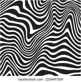 Vector optical wave illusion art background. black and white wallpaper.black lines on white background. illustration graphic design.EPS 10.