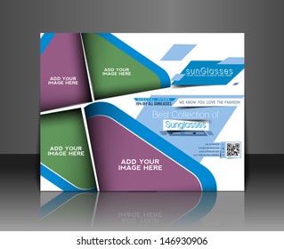 Vector Optician Sunglasses Store Flyer Magazine Cover & Poster Template. 