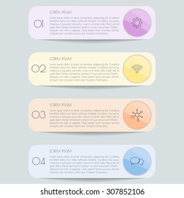 Vector option infographic banners. Number banners template for diagram, graph, presentation or chart. Business concept with 4 steps or processes. EPS10 vector workflow layout.