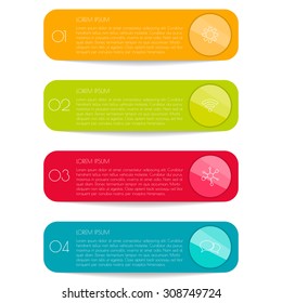 Vector option infographic banners. Number banners template for diagram, graph, presentation or chart. Business concept with 4 steps or processes. EPS10 vector workflow layout.