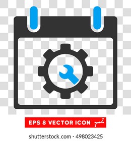 Vector Options Tools Calendar Day EPS vector pictograph. Illustration style is flat iconic bicolor blue and gray symbol on a transparent background.