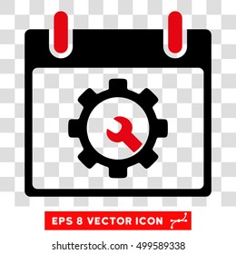Vector Options Tools Calendar Day EPS vector pictograph. Illustration style is flat iconic bicolor intensive red and black symbol on a transparent background.
