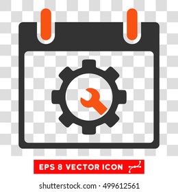 Vector Options Tools Calendar Day EPS vector pictogram. Illustration style is flat iconic bicolor orange and gray symbol on a transparent background.