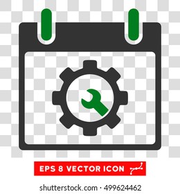 Vector Options Tools Calendar Day EPS vector pictogram. Illustration style is flat iconic bicolor green and gray symbol on a transparent background.