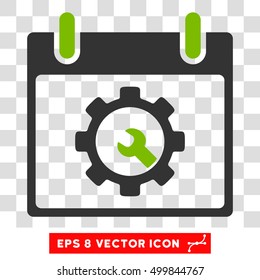 Vector Options Tools Calendar Day EPS vector icon. Illustration style is flat iconic bicolor eco green and gray symbol on a transparent background.