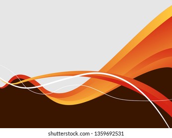 Vector orange abstract background. Wavy waves banner color line for web banner. 