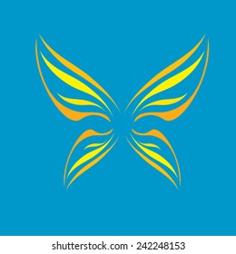 vector orange Abstract butterfly on blue sky background