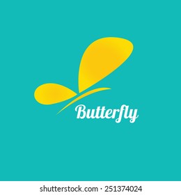 vector orange Abstract butterfly on blue sky background