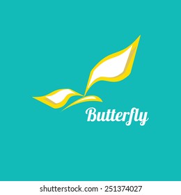 vector orange Abstract butterfly on blue sky background