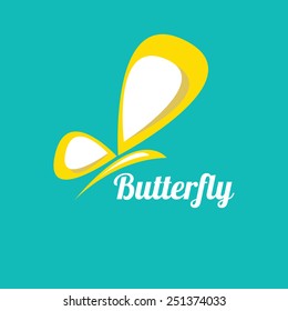 vector orange Abstract butterfly on blue sky background