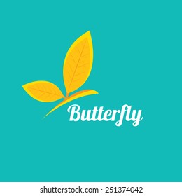 vector orange Abstract butterfly on blue sky background