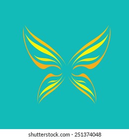vector orange Abstract butterfly on blue sky background