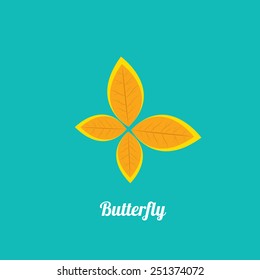 vector orange Abstract butterfly on blue sky background