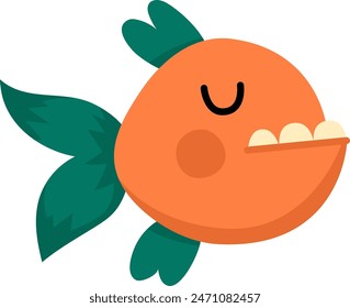 Icono de pez abstracto naranja Vector. Bajo el mar ilustración con linda criatura divertida. Clipart de animales oceánicos. Dibujos animados bajo el agua o arte de Clip marino para niños aislados sobre fondo blanco
