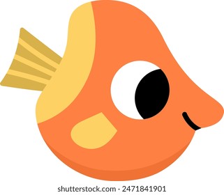 Icono de pez abstracto naranja Vector. Bajo el mar ilustración con linda criatura divertida. Clipart de animales oceánicos. Dibujos animados bajo el agua o arte de Clip marino para niños aislados sobre fondo blanco
