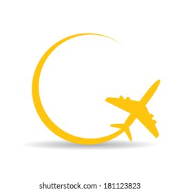vector orange airplane icon. vector airplane silhouette