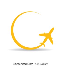 vector orange airplane icon. vector airplane silhouette