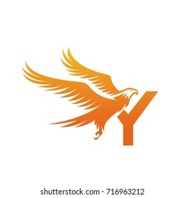 Vector Orange American Eagle Letter Y Logo