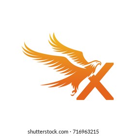 Vector Orange American Eagle Letter X Logo