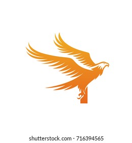 Vector Orange American Hawk Letter I Logo
