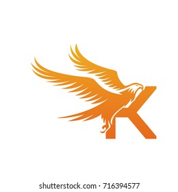 Vector Orange American Hawk Letter K Logo