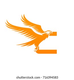 Vector Orange American Hawk Letter C Logo