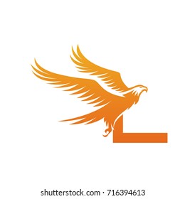 Vector Orange American Hawk Letter L Logo