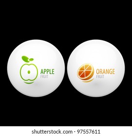 Vektor-Orange- und Apfelfruchtknöpfe