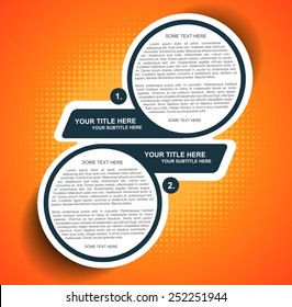 Vector orange background diagram with two steps