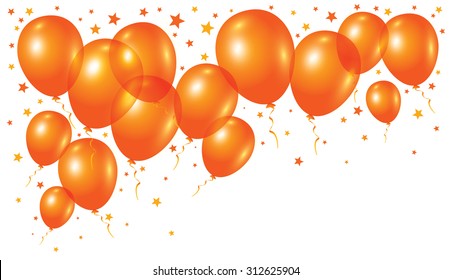 Vector orange balloons on white background