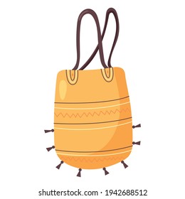 Vector orange beach bag with fringe