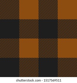 Vector Orange and Black Buffalo Check Plaid Seamless Pattern illustration for printing on paper, wallpaper, covers, textiles, fabrics, for decoration, decoupage, and other.